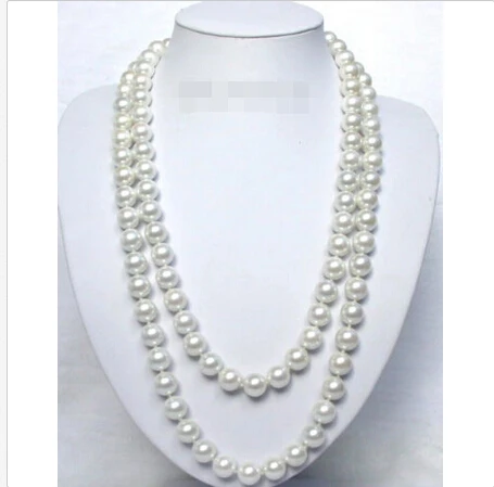 

beautiful 50" 12mm round white sea shell pearls necklace @^Noble style Natural Fine jewe FREE SHIPPING
