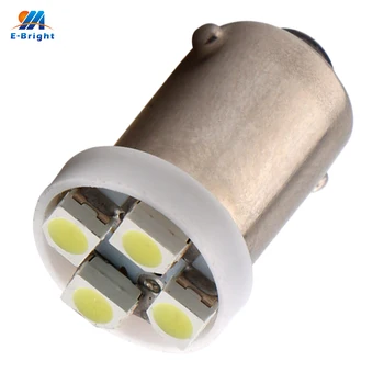 

300PCS/LOT BA9S 3528 4 SMD 4 LED Super White 1210 LED light Bulbs Licence Lamp