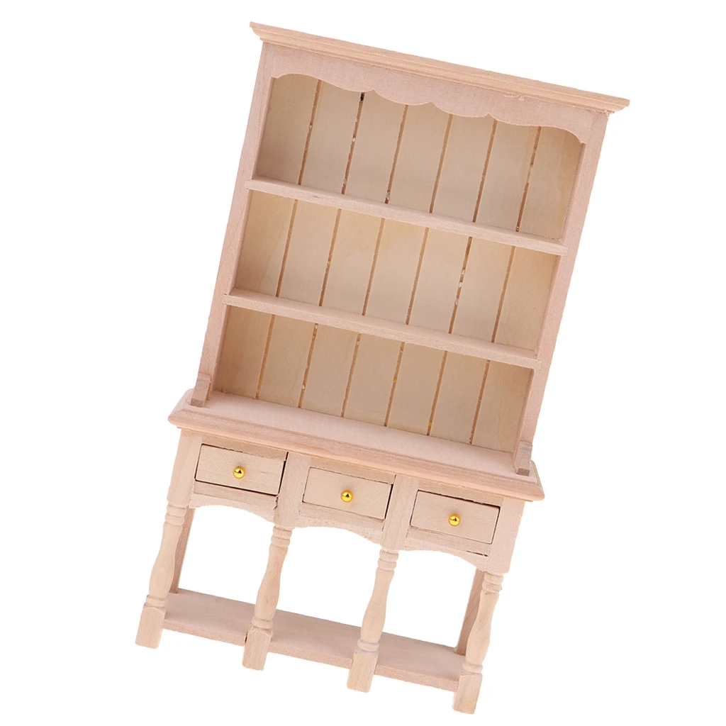 DIY Cabinet Model Kitchen Dining Cabinet Display Shelf Doll House Decoration 1:12 Dollhouse Miniatures