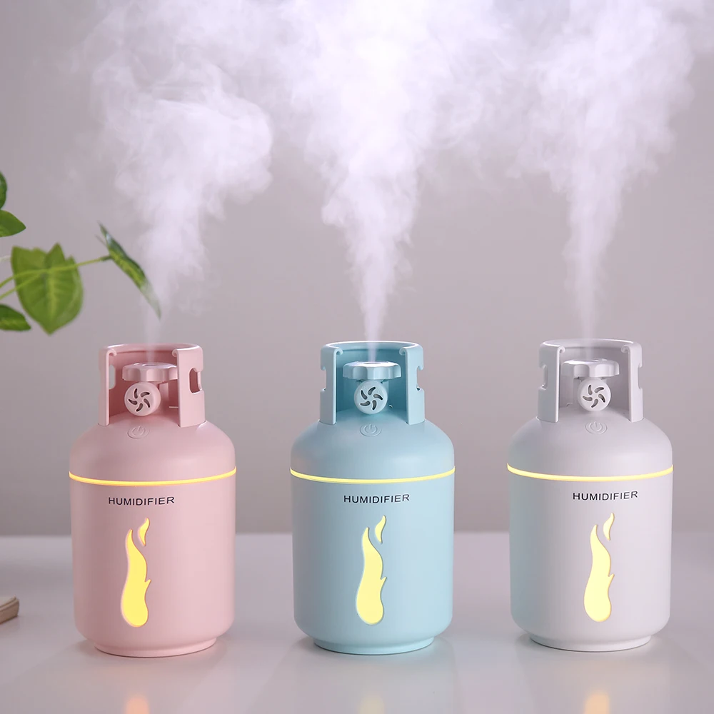 

300ml Gas Tank Air Humidifier Fine Mist USB Aroma Essential Oil Diffuser Romantic Light Lamp For Office Bedroom Humidificador