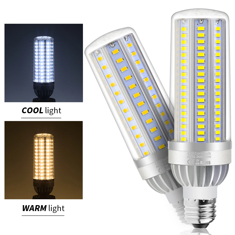 

2PCS LED Lamp 220V E27 Corn Bulb 25W Light 35W E26 High Power LED Bulb 50W Lampara LED Home Lighting 110V No Flicker Lamp 5730