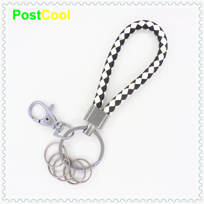 

Fashion Jewelry with 5 samll Split rings 1 Lobster clasp Leather Rope Woven Keyfob Keychain Key Ring Key Holder AutoKey DIY AE
