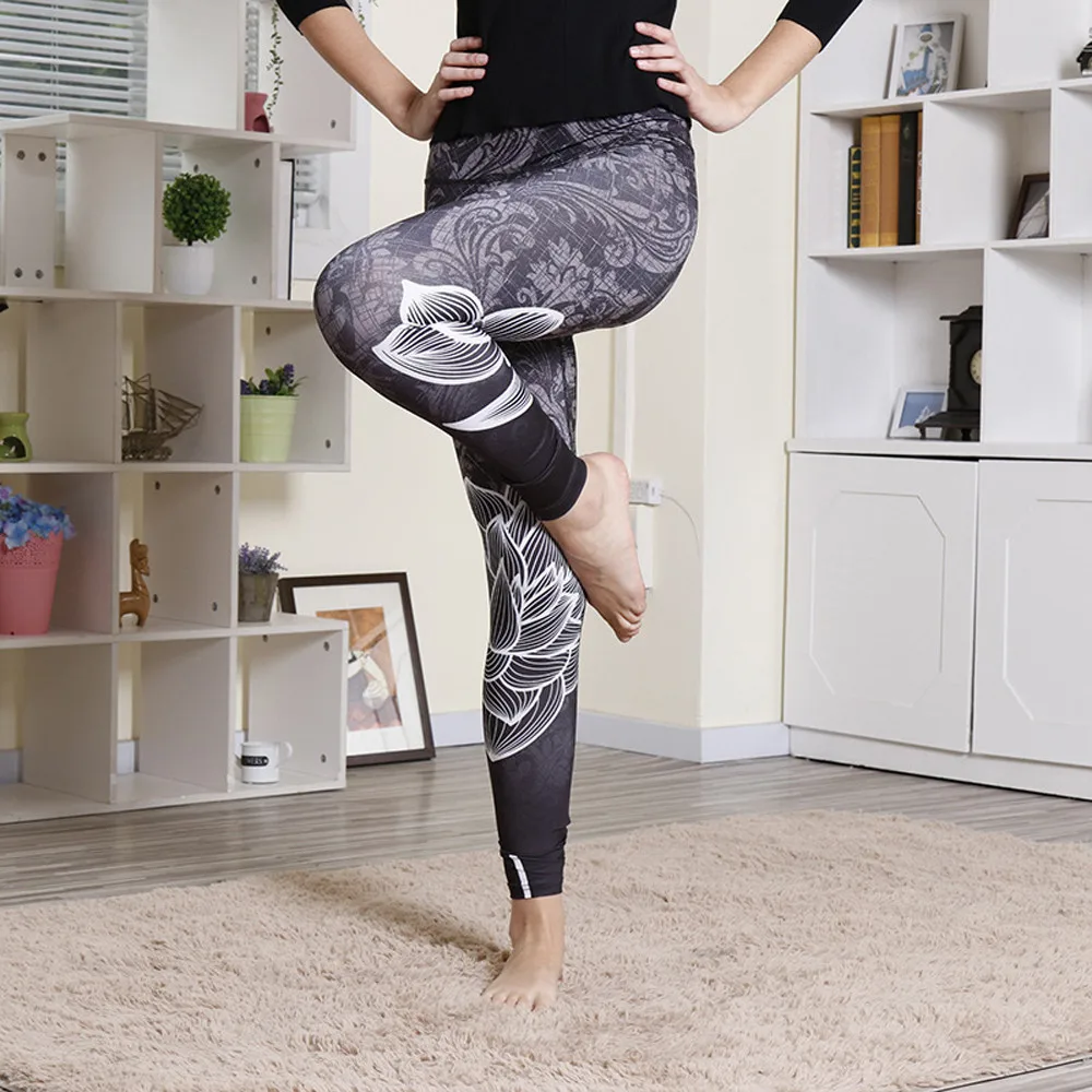 

*Black Printing Yoga Pants High Waist Sport Fitness Leggings Running Gym Stretch Jogging Pants Trousers Ropa Deporte Mujer/0.8