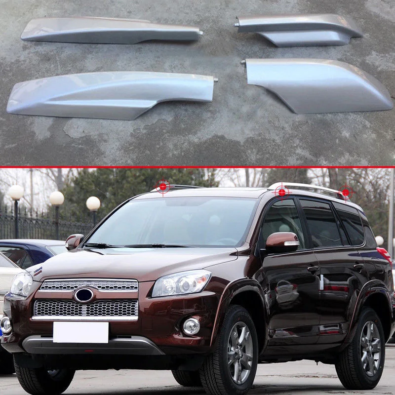 الفضة لتويوتا RAV4 2006-2012 رف سقف سيارة غطاء السكك الحديدية نهاية قذيفة استبدال