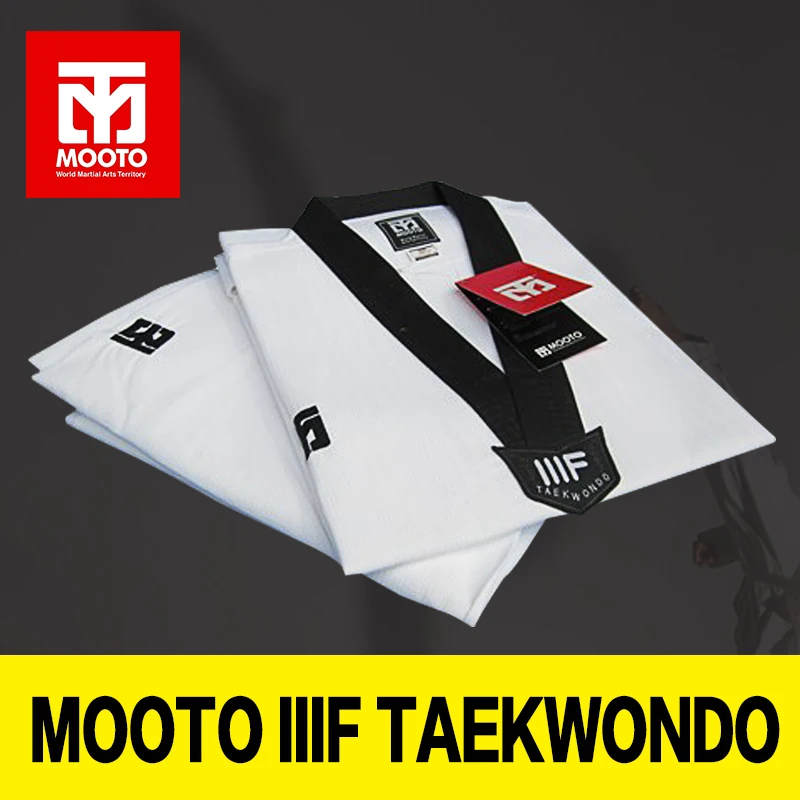 

MOOTO WTF Dobok Taekwondo Dobok Uniform Kukkiwon Korea Taekwondo Dobok with Special Fabric Cotton black V-neck adult clothes