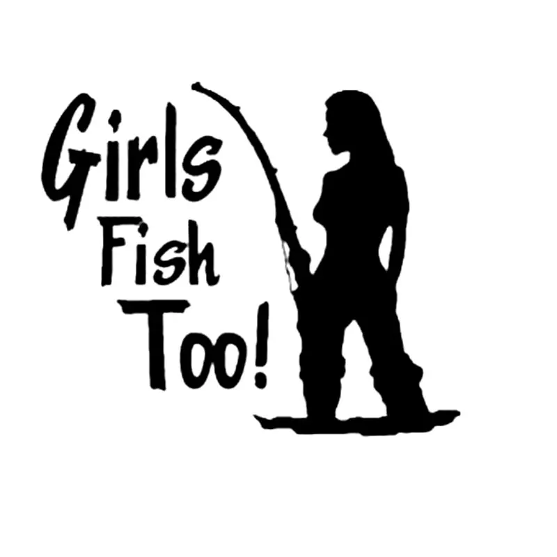 Download 15CM*12.8CM Girls Fish Too Fishing Car Creative Sticker ...
