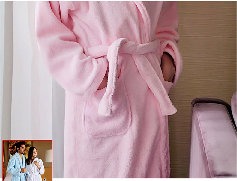 Хлопок Женский банный халат Для женщин толстые пижамы Осень зимний банный халат длинные Домашняя одежда Для женщин белый халат теплые
