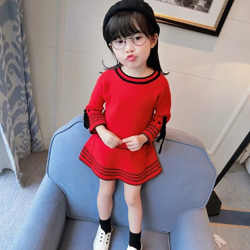

Children's Clothing 2018 New Spring Autumn Kids Girls Knitted Suit Korean Baby Girl Cute Sweater Skirt Two-piece Sets CLS115