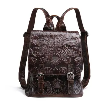 

Women Embossed Leather Vintage Backpack Shoulder Bag School Travel bag Rucksack