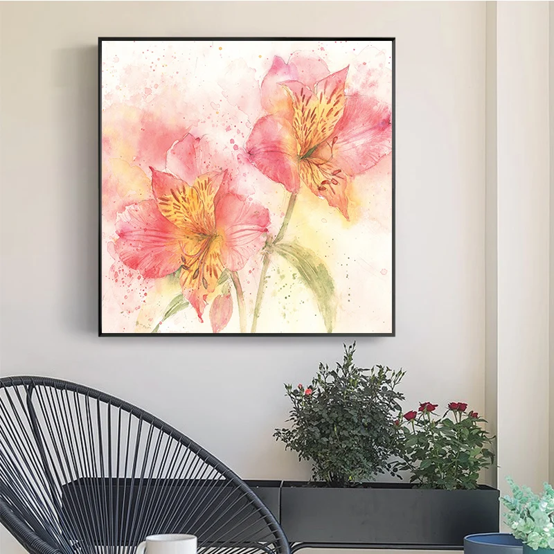

Watercolor Abstract Flower Canvas Painting Spray Painting Wall Picture Art for Living Room Picture Painting on The Wall
