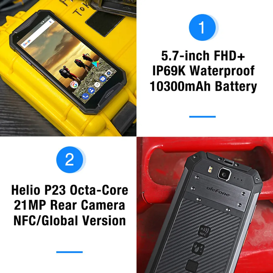 Ulefone power 3 IP68 Водонепроницаемый helio P23 мобильный телефон Android 8 1 5 7 &quotFHD + безрамочный
