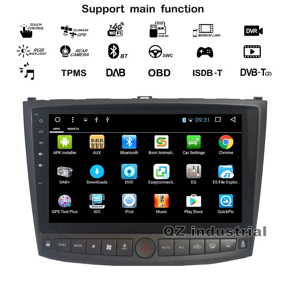 Cheap QZ industrial HD 10.2" Android 8.1 T3 Car DVD Player for Lexus IS200 IS220 IS250 IS300 2006-2012 With 3G 4G WIFI GPS Navi Radio 1