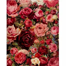 

Frameless Frame Rose Flowers DIY Painting By Numbers Mordern Wall Art Hand Painted Oil Painting For Home Decor Artwork 40x50cm