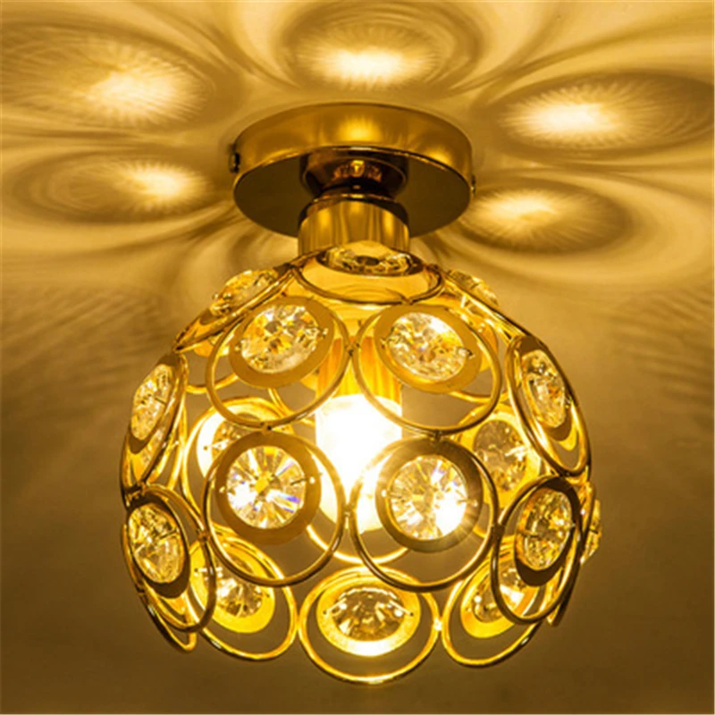 

E27 Creative Crystal Alley Ceiling Lamp Room Ceiling Light Minimalist Simple European Simple Iron Lamp White Crystal Lamp