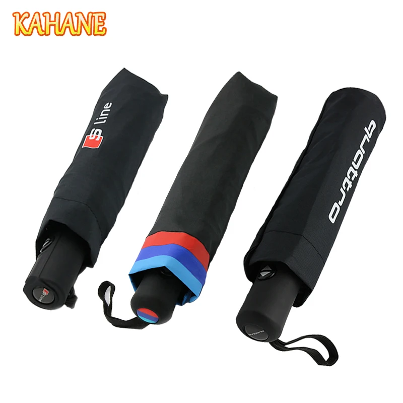 KAHANE Automatic Men & Women Sun Rain Umbrella Sline Quattro M Color For Audi A4 A5 A6 Q3 Q5 Q7 S3 S4 S5 S6 BMW E90 E46 F20 M3