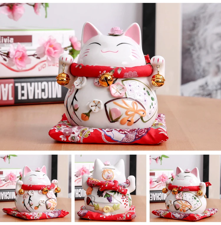 4,5 дюймовая керамическая копилка Maneki Neko Lucky Cat домашний декор фарфоровые декоративные украшения Рождественский подарок Удача кошка копилка ремесло