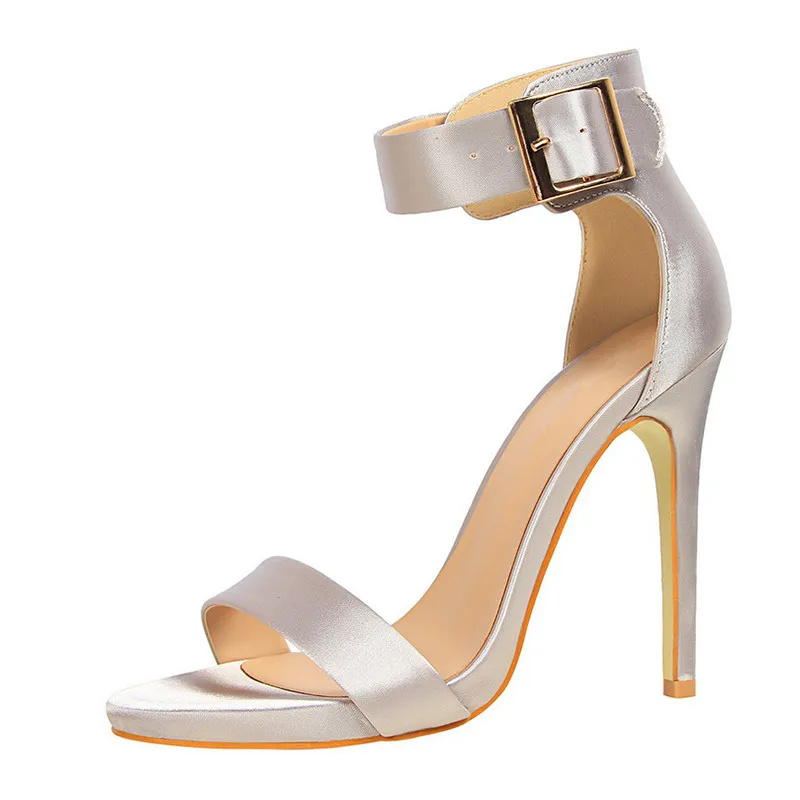 

Women Newest Classic Satin 11cm High Heels Silk Sandals Female Gladiator Summer Cheap Shoes Lady Green Sexy Pumps DS-B0204