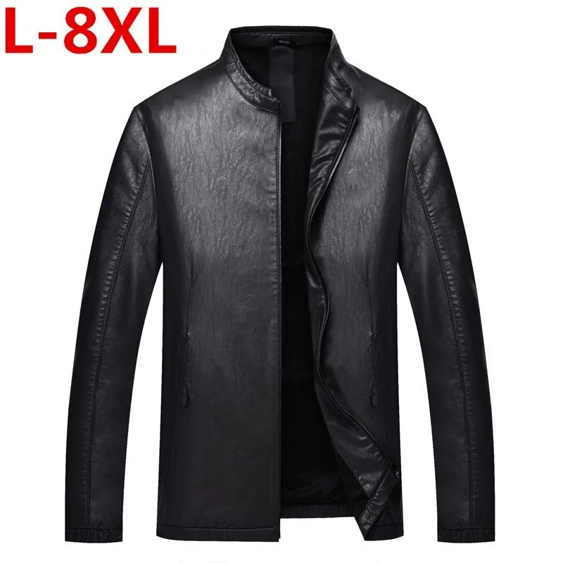 plus size 8XL 7X Vintage Distressed Leather Jacket Men Cowhide Calf