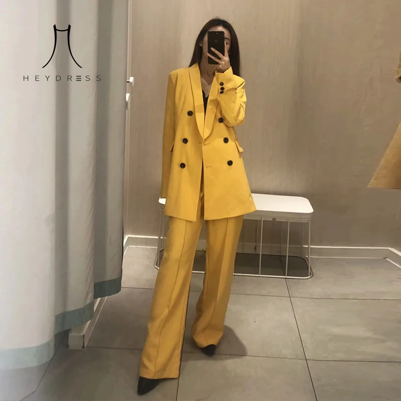 Heydress women fashion solid double breaste blazer office lady summer autumn new elegant Blazer suit