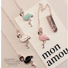 15 шт./лот Фламинго Подвеска из металлической цепочки маркер Закладка страницы Школа канцелярских товаров студент канцелярские