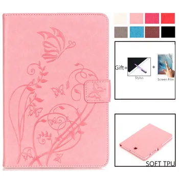 

For Samsung Galaxy Tab T710 T715 Tablet Case Cover 3D Emboss Butterfly Leather Flip Wallet coque Tab S2 8' T713 T719 Stand Shell