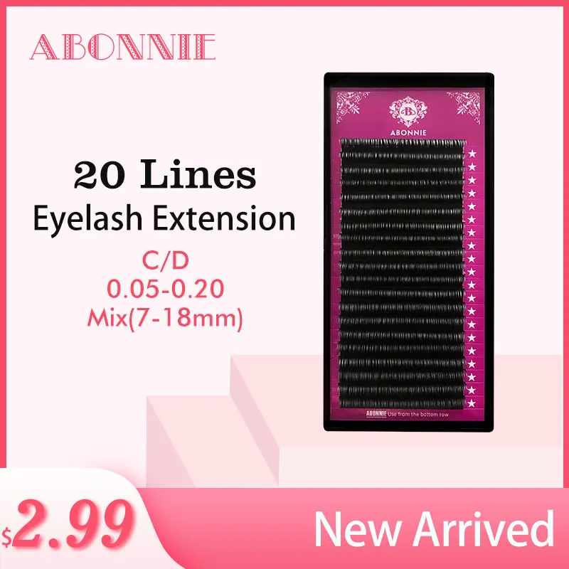 

ABONNIE 20rows/case 7~18mm mix premium natural synthetic mink individual eyelash extension makeup maquiagem cilios