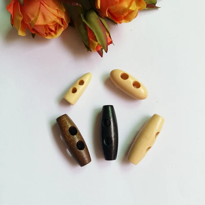 

20Pcs Wooden Toggle 2 holes Buttons, for Sewing, Scrapbooking, Crafts, For Large Duffel Coat Clothes Accessories
