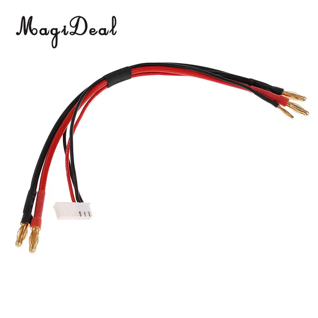 MagiDeal 1Pc Plastic 4mm Banana Male Plug to 4.0mm Bullet Male Connector Plus 2S Charging Cable 24cm