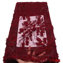 Роскошные 3D бисером вышивка Свадебная Кружевная ткань/ручной работы Руководство ногтей Бусы Французский кружевная ткань индийского ткань