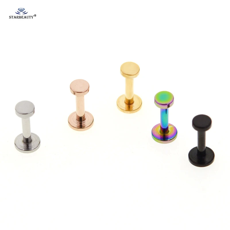 Round Disc Nose Piercing Helix Piercing Nariz Tragus Labret Stud Lip Nose Ring Cartilage Earrings Pircing Jewelry 2Pcs 1.2x6/8mm nose rings piercing jewelry nose studs body piercing earrings ear piercing jewelry ear studs metal jewelry body jewelry body piercing jewelry