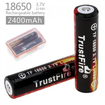 

2pcs TrustFire 3.7V 18650 2400mAh Li-ion Rechargeable Battery Lithium Battery with Protected PCB + Portable Battery Box