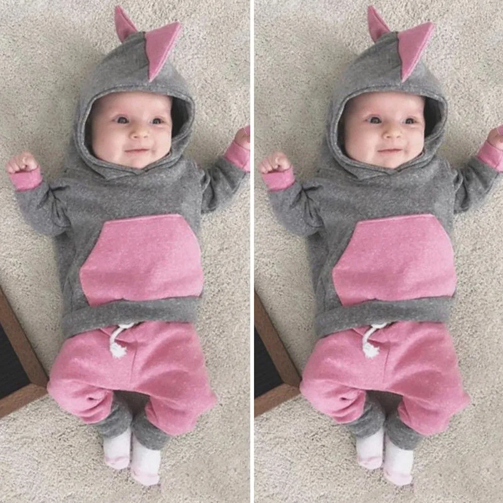 

TELOTUNY Autumn Winter Newborn Baby Girl 3D Dinosaur Hoodie Tops T-shirt Pants Leggings Outfit Clothes sten13