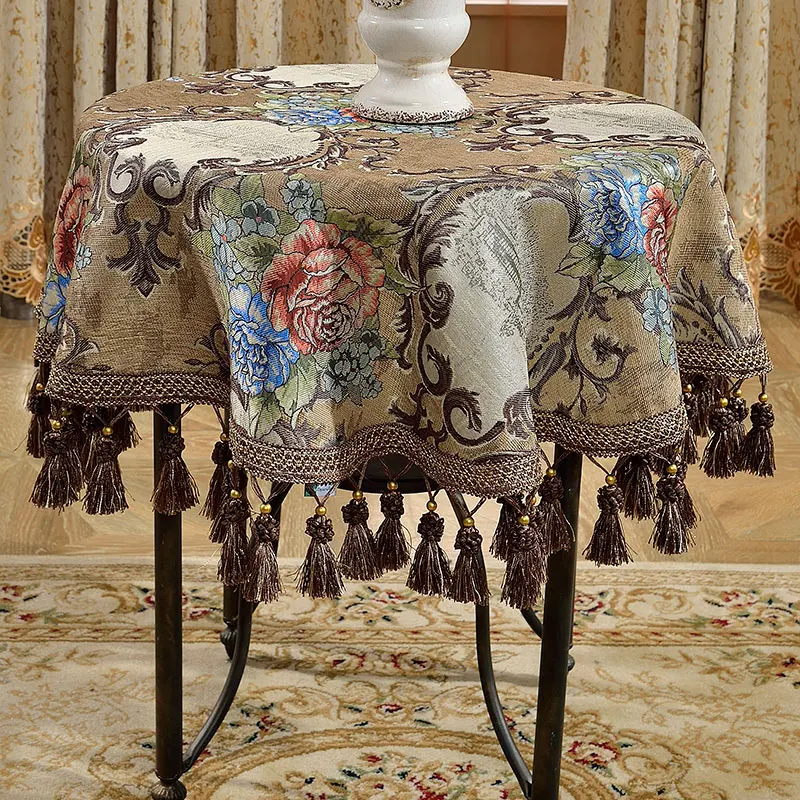 

Round Square chenille tablecloths table Table dinner cover mat Europe beauty yarn dye flower polyester home Dec FG901