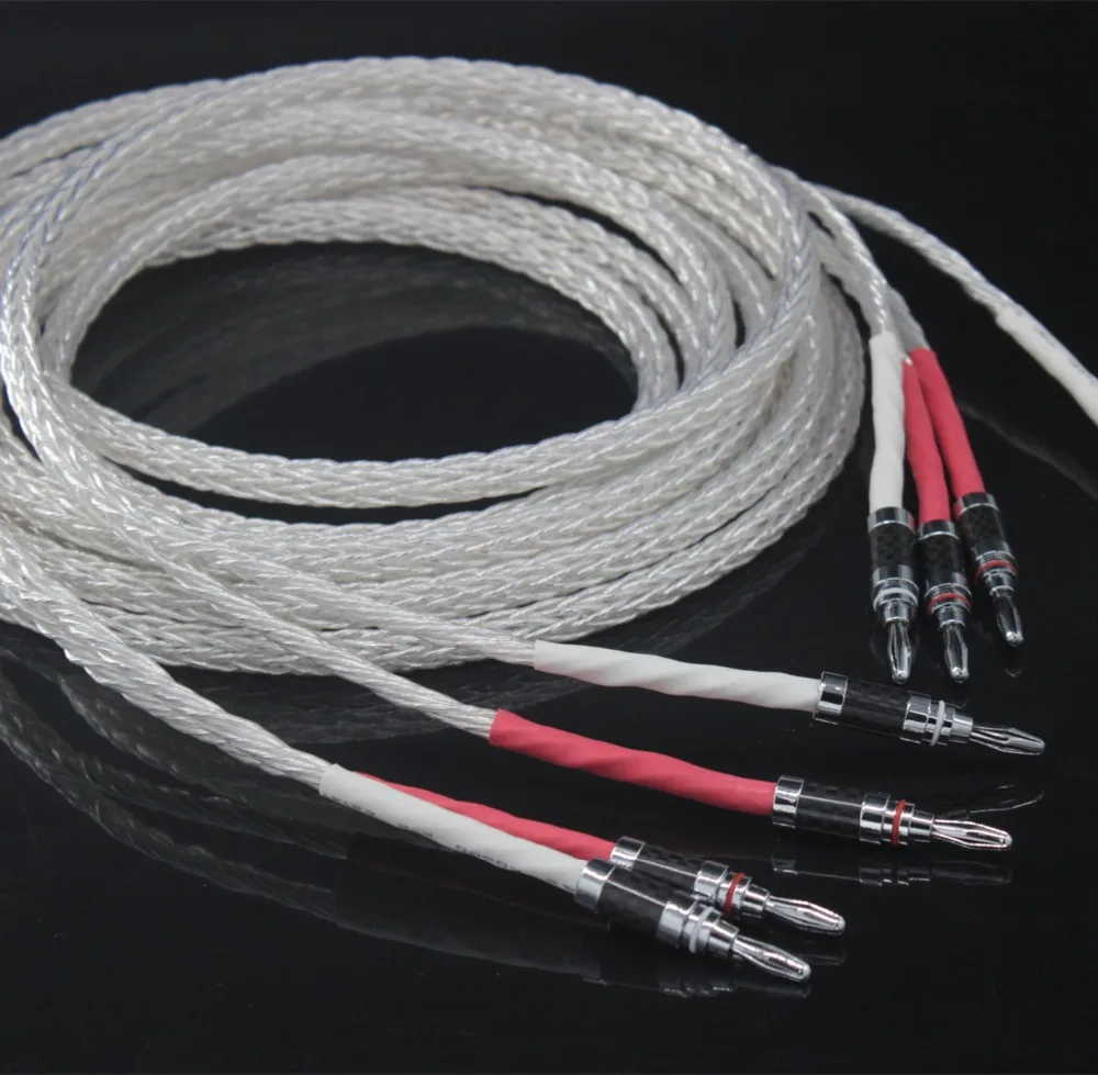 Pair HI End OCC Silver Plated Kimber 8AG 8N Speaker Cable banana Plugs