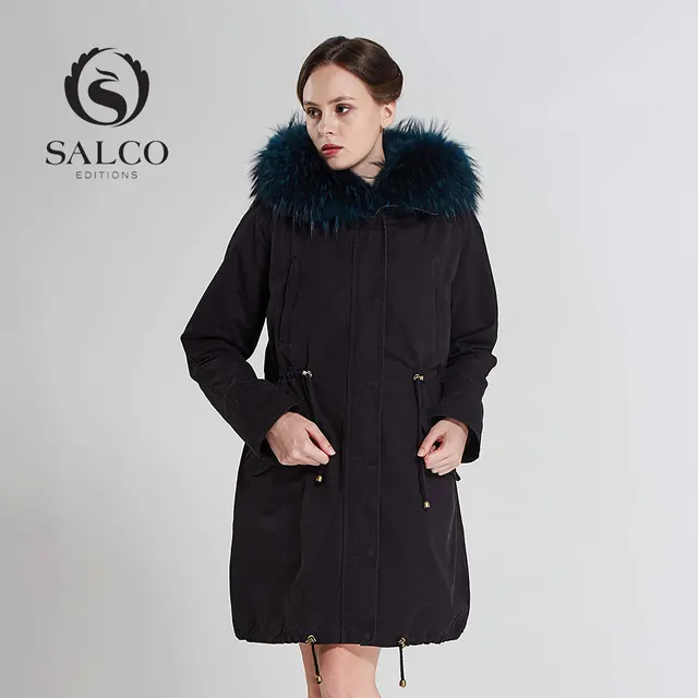 Cheap SALCO The latest 2016 ms high-end leisure raccoon sweater collar rabbit gallbladder long hooded coat coat inside