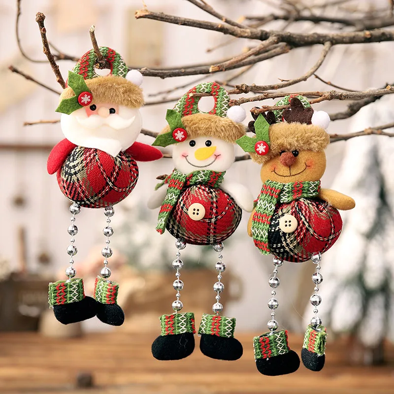 

Christmas Santa Claus Snowman Deer with Beading Pendants Xmas Tree Ornaments DIY Crafts Home New Year Party Decorations AF177