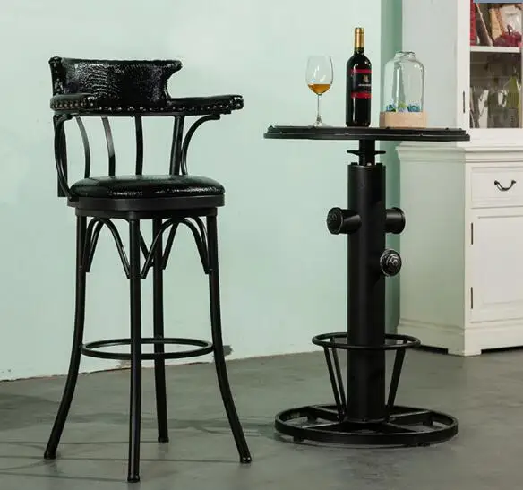 Spin the chair.. Desk chair high chair. American vintage old iron bar chair001 Spin the chair.. Desk chair high chair. American vintage old iron bar chair001