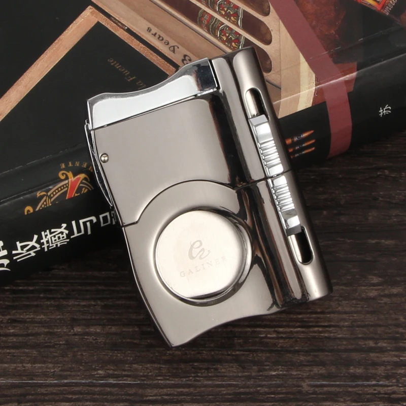GALINER Cigar Cutter Built in 2 Size Cigar Punches Locked Blades Luxury