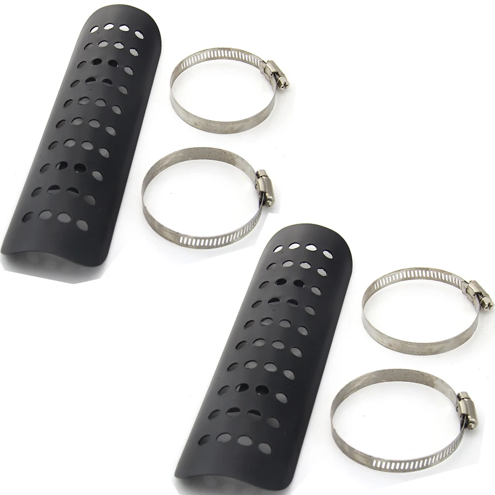 2sets Chrome Steel Motorcycle Black Round Hole Exhaust Pipe Cover