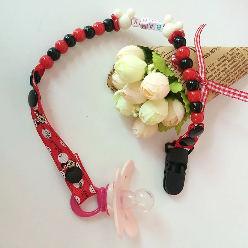 

New Colourful Baby Pacifier Clip Pacifier Chain Hand Made Funny Beads Dummy Clip Baby Soother Holder For Baby Kid