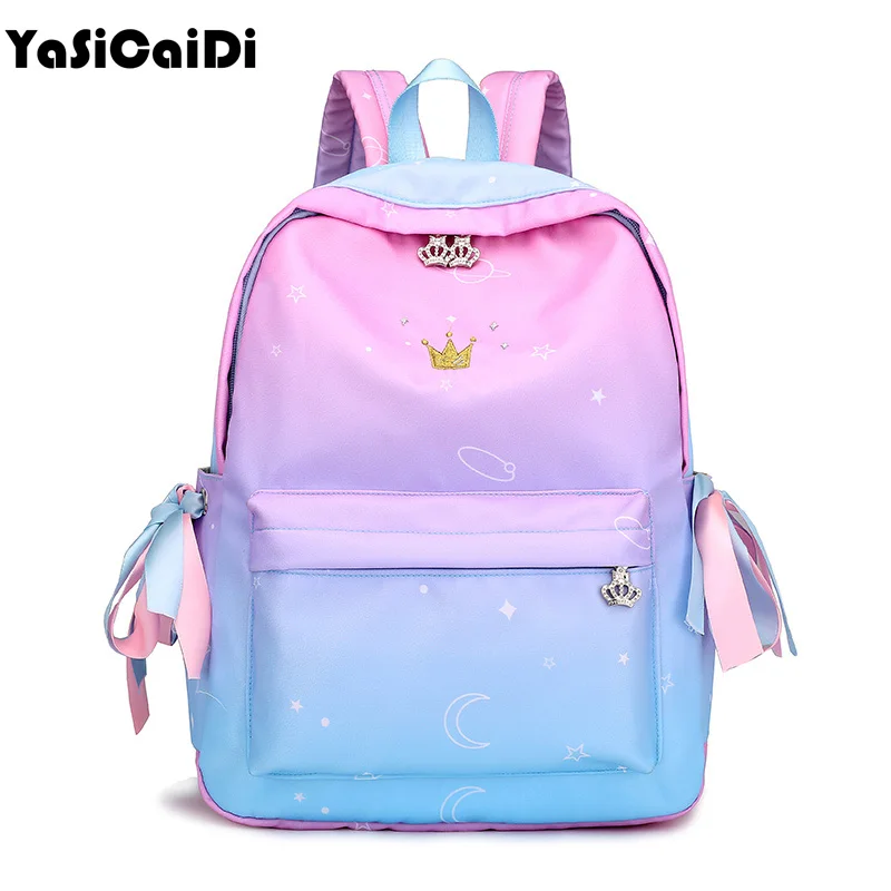 

YASICAIDI Large Capacity Backpack Women Preppy School Bags For Teenagers Female Nylon Travel Bags Girls Bowknot Backpack Mochila