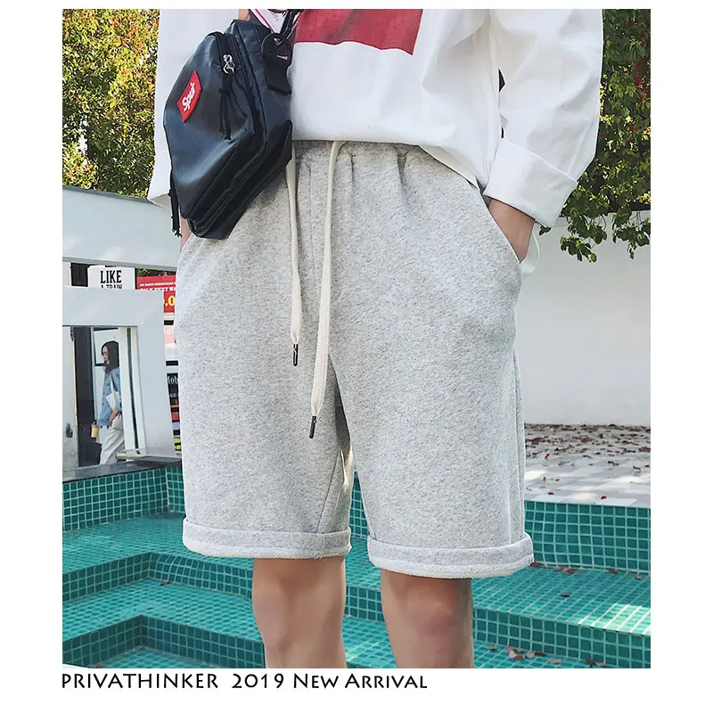 Privathinker мужские однотонные треники из хлопка шорты 2019 s Harajuku уличная черные летние