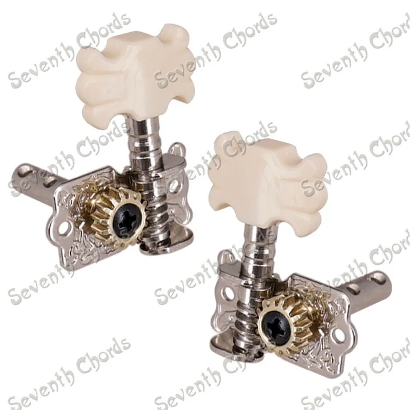 QHX A Set 6 Pcs Silver Open Gear Guitar String Tuning Pegs