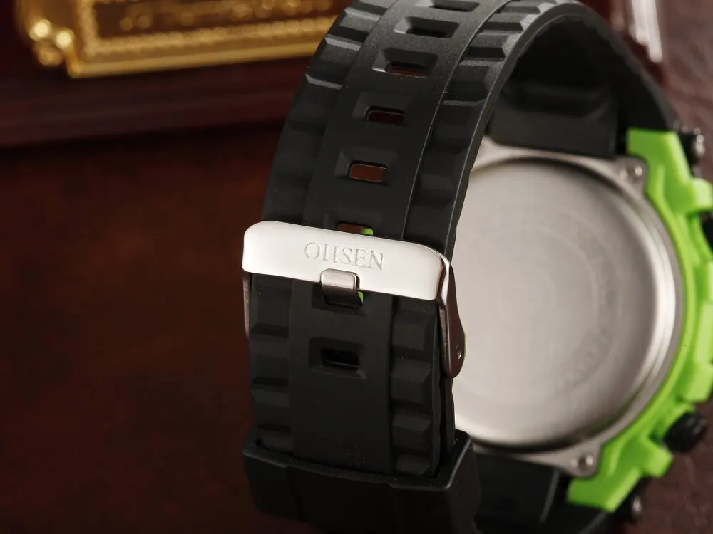 Лидер продаж OHSEN бренд светодиодный цифровые часы для мужчин 50 м плавание спортивные часы Дата День будильник Модные Зеленые наручные часы Relogio Masculino
