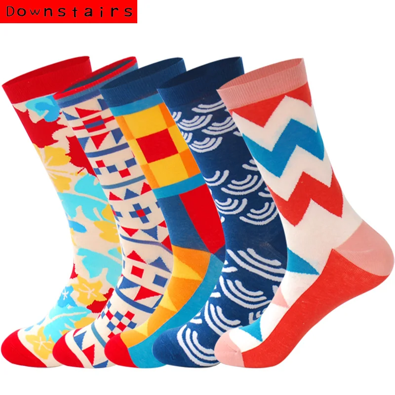 

Downstairs Socks for Men Newly Classical Gifts for Men Camouflage 5pairs/lot Designer Crew Socks Calcetines Hombre Divertido