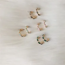 Милые позолоченные розовые черные Мятные Зеленые каменные маленькие серьги-гвоздики для женщин