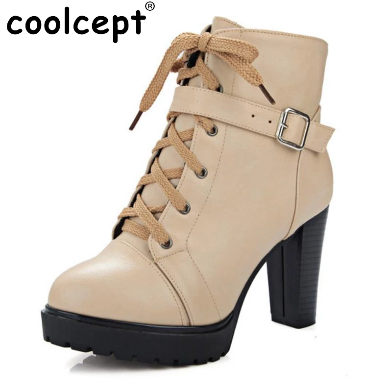 

Russian Shoes Black Platform Martin Boot Women With Zipper High Heels Shoes Woman Fashion Lace Up Ankle Boots Size 33-43