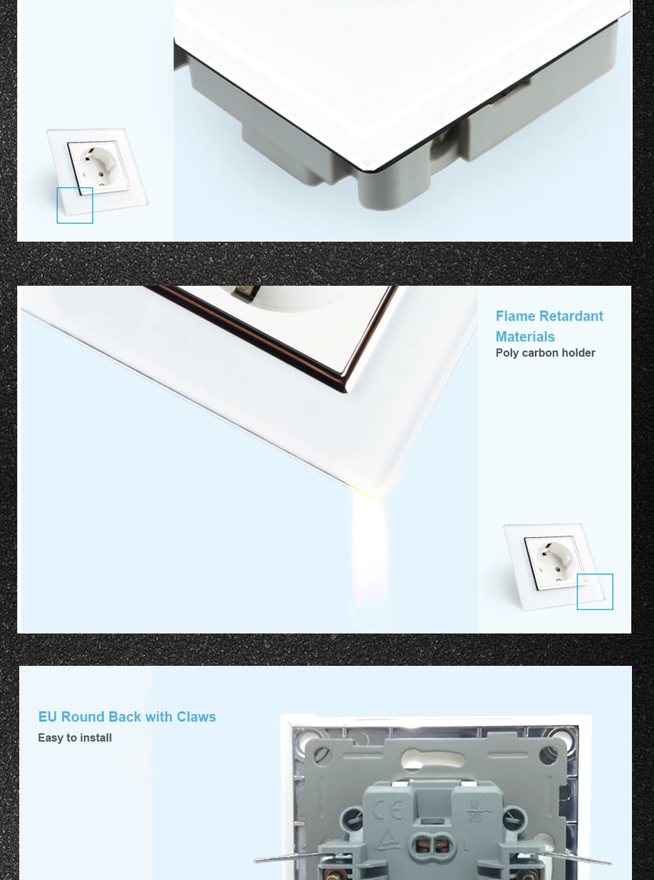 preto 110v-250v polónia bélgica tomada de parede com garras