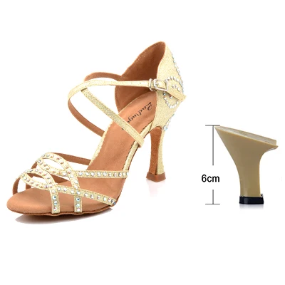 Ladingwu/Женская обувь; фиолетовая атласная обувь для латинских танцев; стразы; профессиональная обувь для сальсы; zapatos de baile latino mujer - Цвет: Light green 6cm