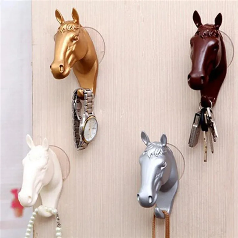 

Suction Cup Storage Hook Wall Mounted Decorative Furnishing Horse Head Racks For Jewelry Keys Hangers Resin Horse Hook #10